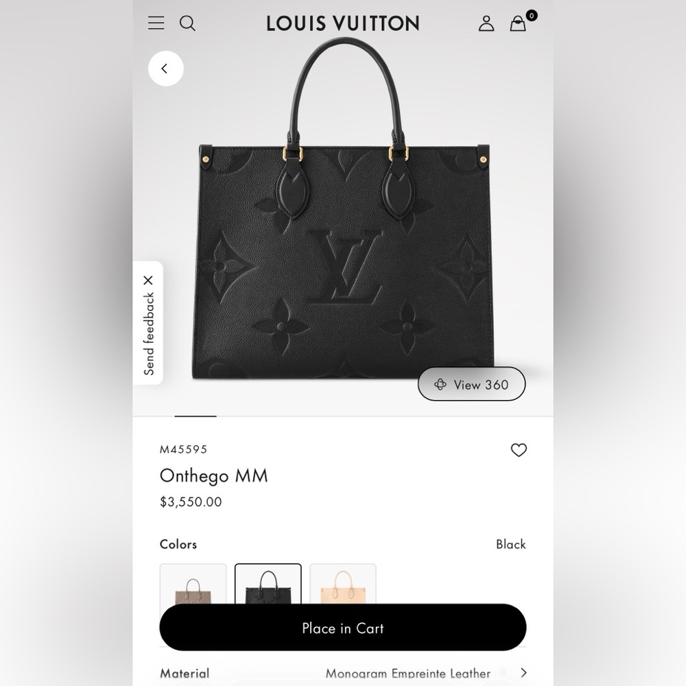 Louis Vuitton On The Go MM Black Monogram Tote